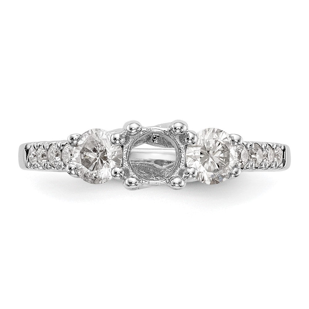 14K White Gold 1 1/5 Carat Lab Grown Diamond Vs/Si+ G+ Complete Size 9 Three Stone Engagement Ring (Size 9 Only)