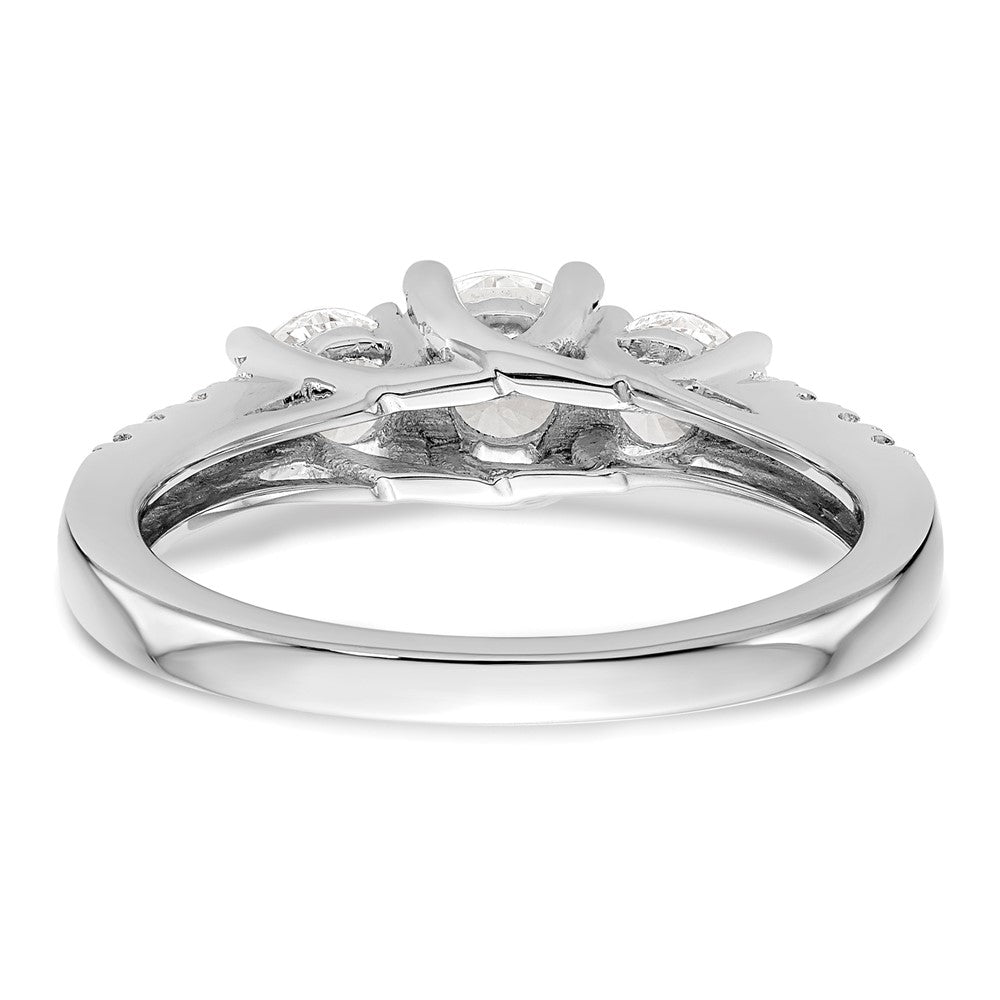 14K White Gold 1 1/5 Carat Lab Grown Diamond Vs/Si+ G+ Complete Size 9 Three Stone Engagement Ring (Size 9 Only)