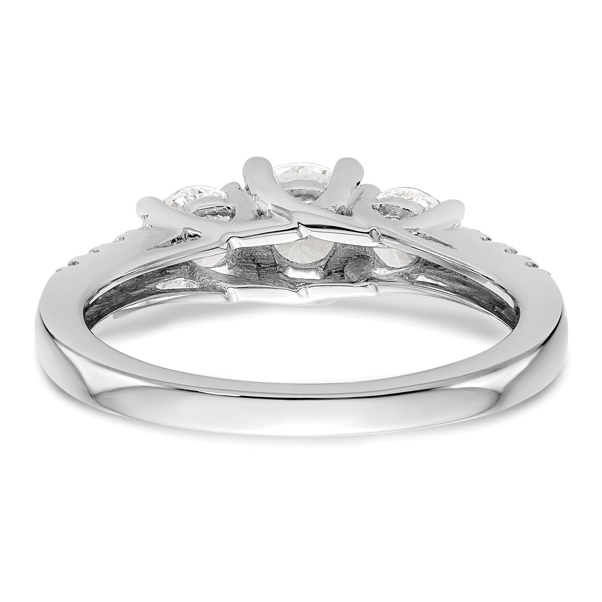 14k White Gold 1 1/5 Ct. Lab Grown Diamond VS/SI+ G+ Three Stone Engagement Ring