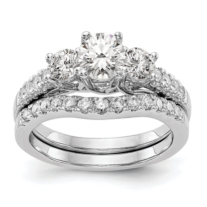 14K White Gold 1 1/5 Carat Lab Grown Diamond Vs/Si+ G+ Complete Size 9 Three Stone Engagement Ring (Size 9 Only)