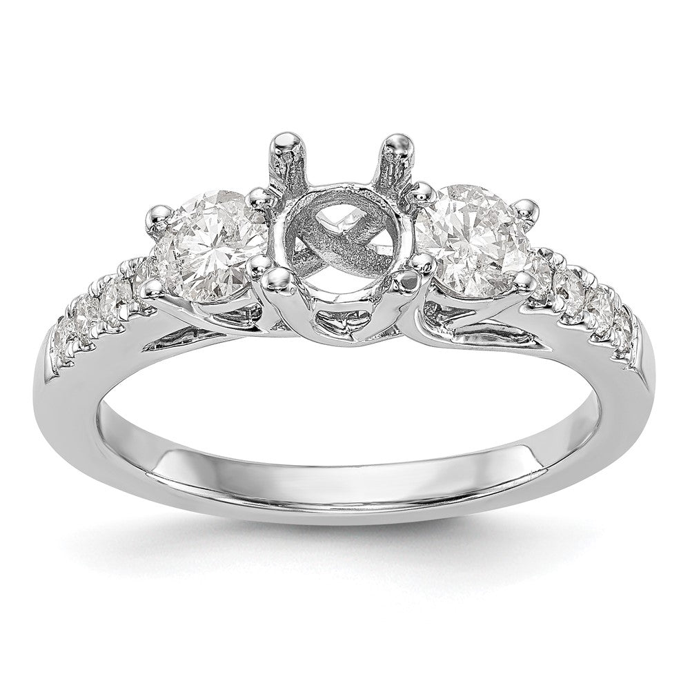 14K White Gold 1 1/5 Carat Lab Grown Diamond Vs/Si+ G+ Complete Size 9 Three Stone Engagement Ring (Size 9 Only)