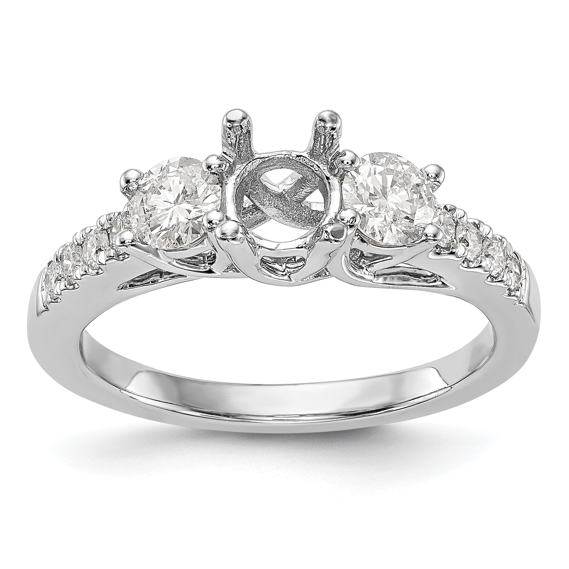 14K White Gold 1 1/5 Carat Lab Grown Diamond Vs/Si+ G+ Complete Size 9 Three Stone Engagement Ring (Size 9 Only)