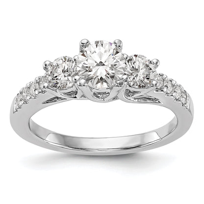 14K White Gold 1 1/5 Carat Lab Grown Diamond Vs/Si+ G+ Complete Size 9 Three Stone Engagement Ring (Size 9 Only)