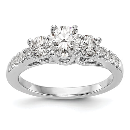 14k White Gold 1 1/5 Ct. Lab Grown Diamond VS/SI+ G+ Three Stone Engagement Ring