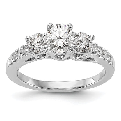 14K White Gold 1 1/5 Carat Lab Grown Diamond Vs/Si+ G+ Complete Size 9 Three Stone Engagement Ring (Size 9 Only)