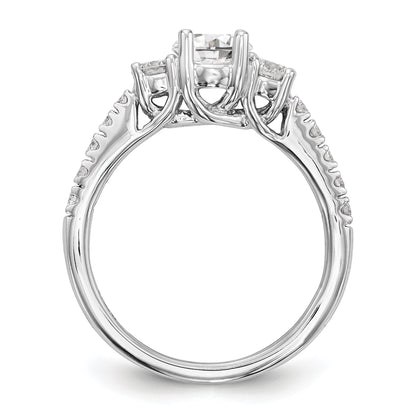 14K White Gold 3 Stone Simulated Diamond Engagement Ring