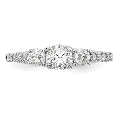 14K White Gold 3 Stone Simulated Diamond Engagement Ring