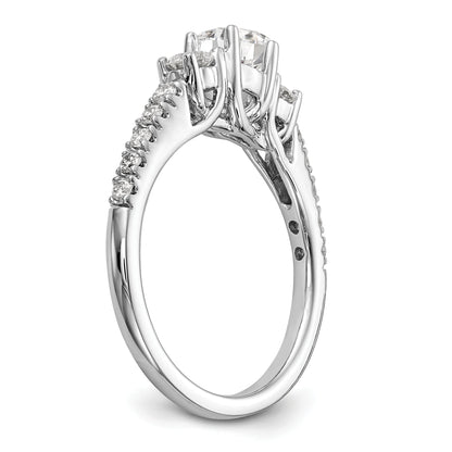 14K White Gold 3 Stone Simulated Diamond Engagement Ring