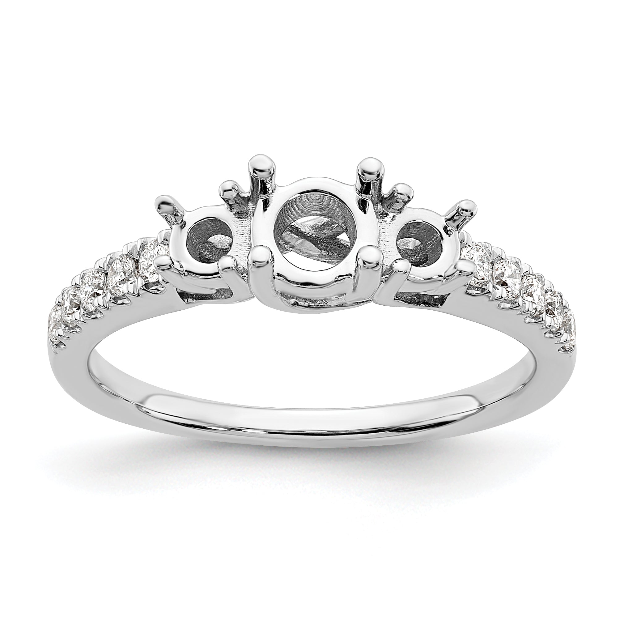 14K White Gold 3 Stone Simulated Diamond Engagement Ring