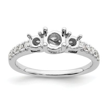 14K White Gold 3 Stone Simulated Diamond Engagement Ring