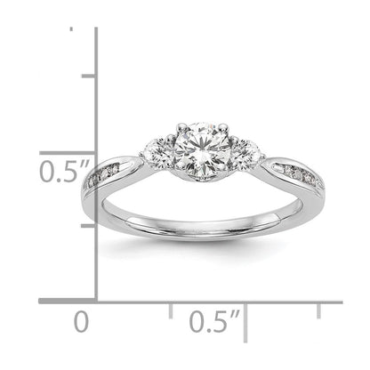 14k White Gold 5/8 Ct. Lab Grown Diamond VS/SI+ G+ Three Stone Engagement Ring