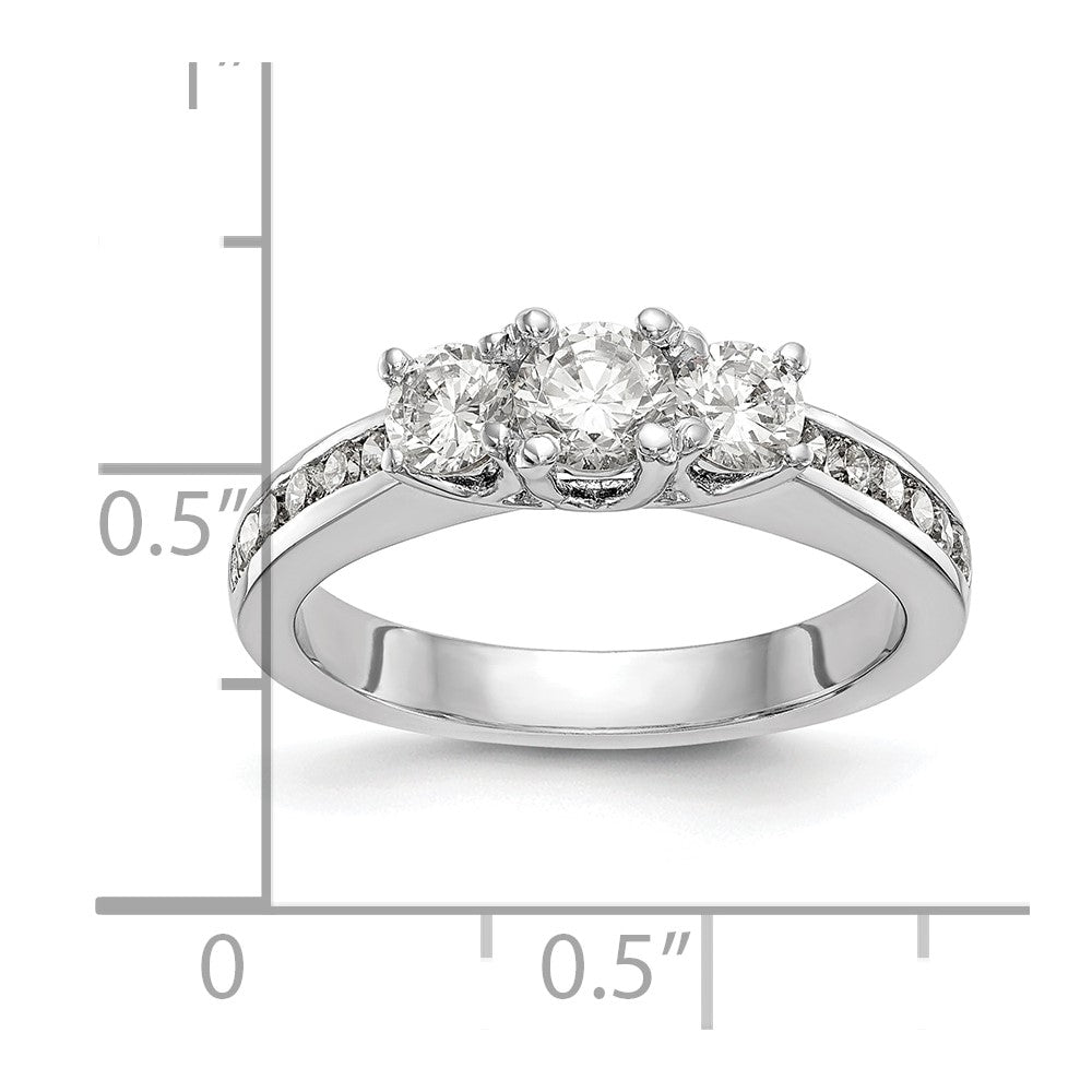 14k White Gold 1 Ct. Lab Grown Diamond VS/SI+ G+ Three Stone Engagement Ring
