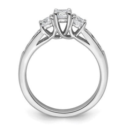 14K White Gold 3 Stone Simulated Diamond Engagement Ring