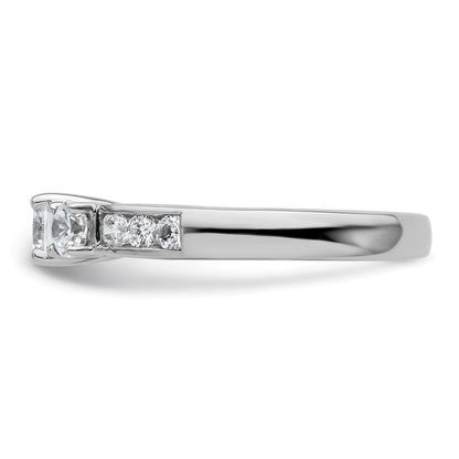 14K White Gold 3 Stone Simulated Diamond Engagement Ring