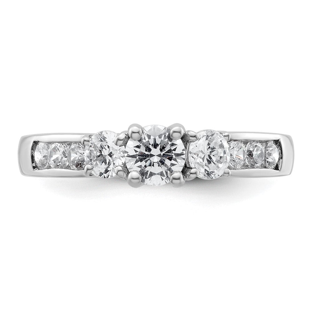 14K White Gold 3 Stone Simulated Diamond Engagement Ring