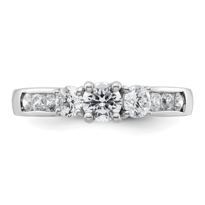 14K White Gold 3 Stone Simulated Diamond Engagement Ring