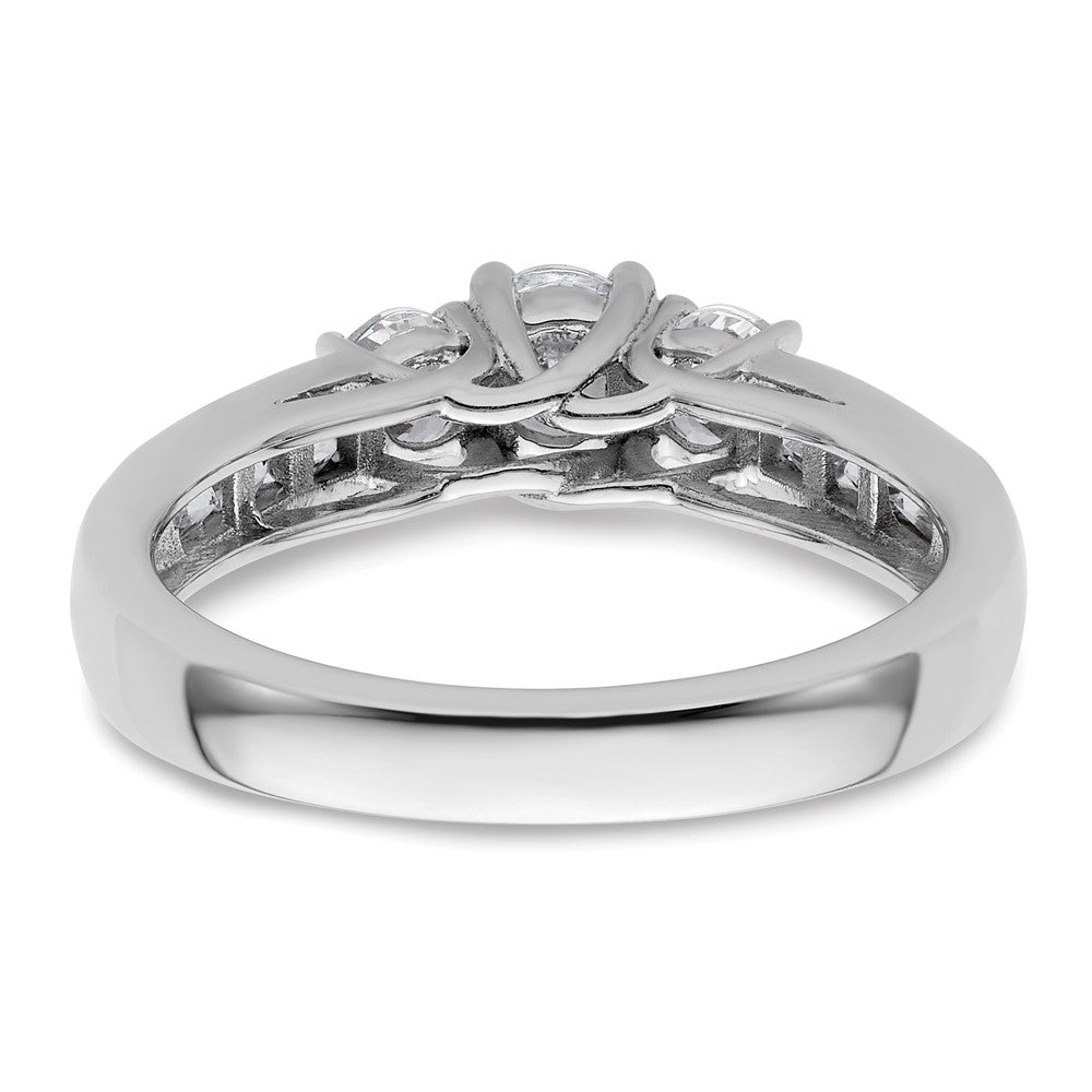 14K White Gold 3 Stone Simulated Diamond Engagement Ring