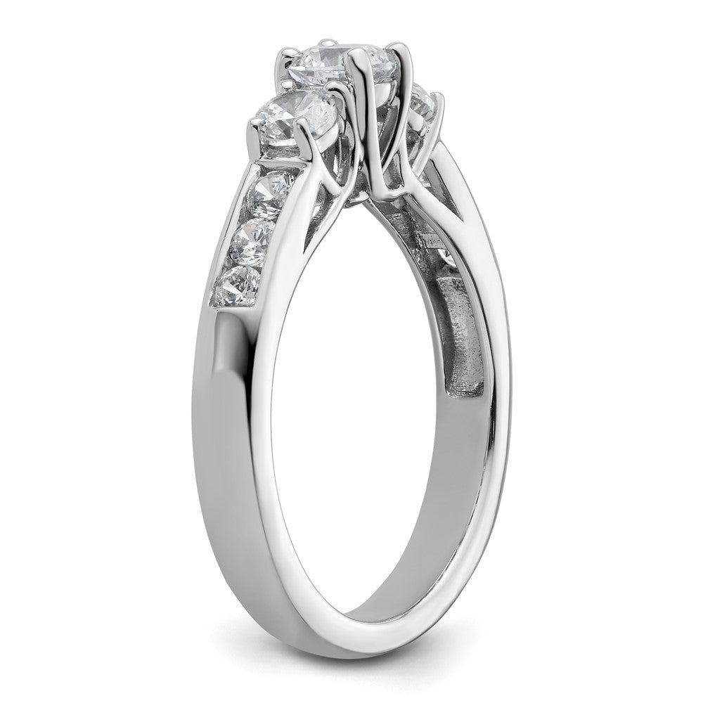 14K White Gold 3 Stone Simulated Diamond Engagement Ring