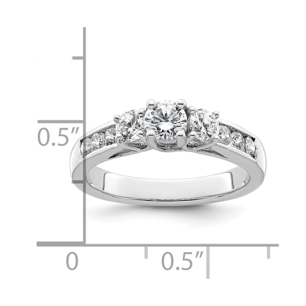 14K White Gold 3 Stone Simulated Diamond Engagement Ring