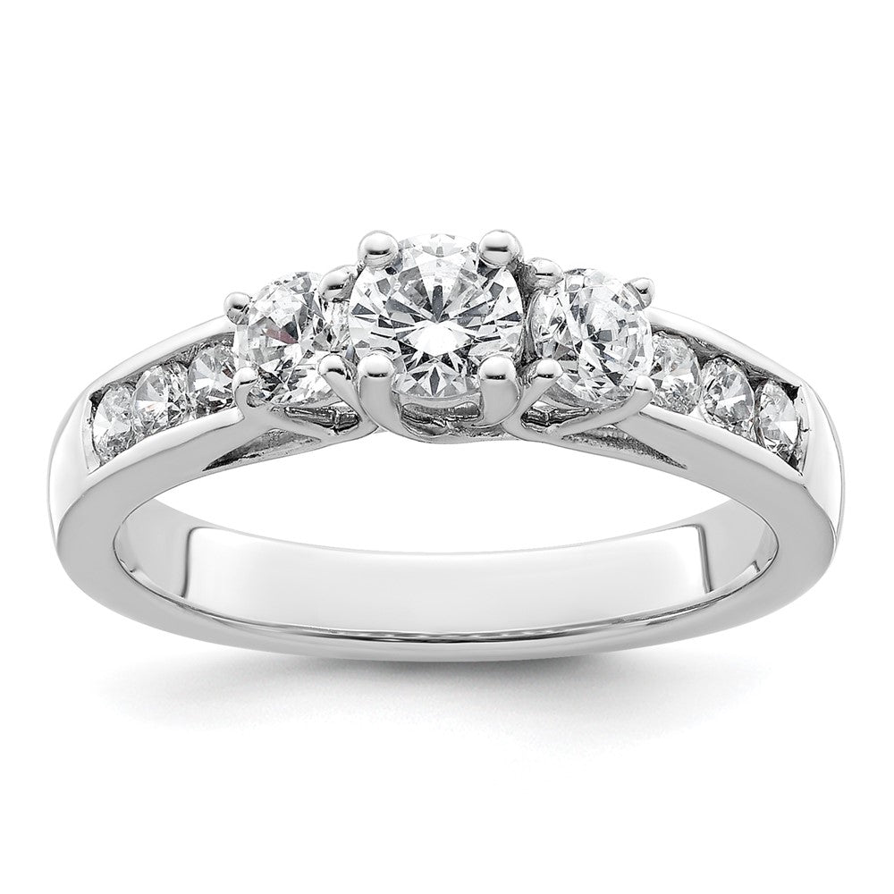 14K White Gold 3 Stone Simulated Diamond Engagement Ring
