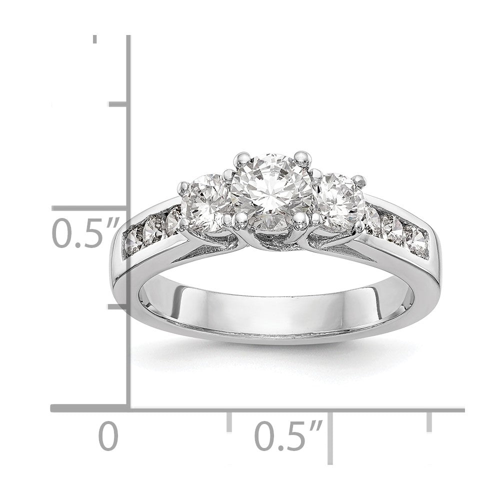 0.50ct. CZ Solid Real 14K White Gold 3-Stone Engagement Ring