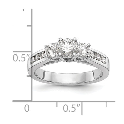 0.50ct. CZ Solid Real 14K White Gold 3-Stone Engagement Ring