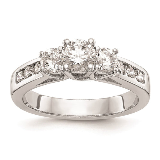 0.75ct. CZ Solid Real 14K White Gold 3-Stone Engagement Ring