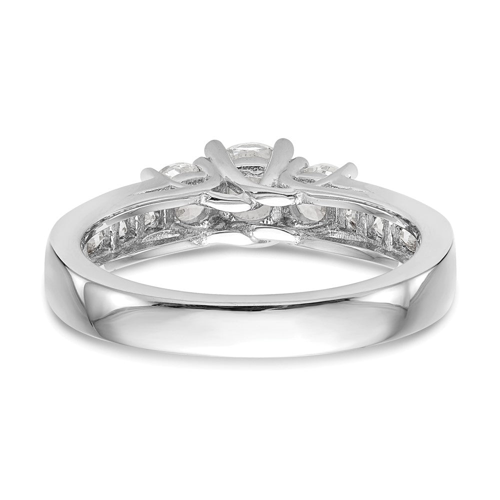 14K White Gold 3 Stone Simulated Diamond Engagement Ring