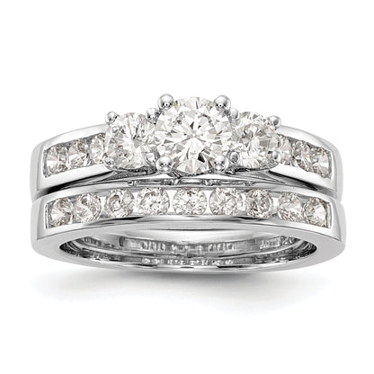 14k White Gold 1 1/2 Ct. Lab Grown Diamond VS/SI+ G+ Round Three Stone Engagement Ring