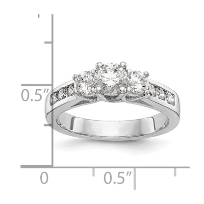 14K White Gold 3 Stone Simulated Diamond Engagement Ring