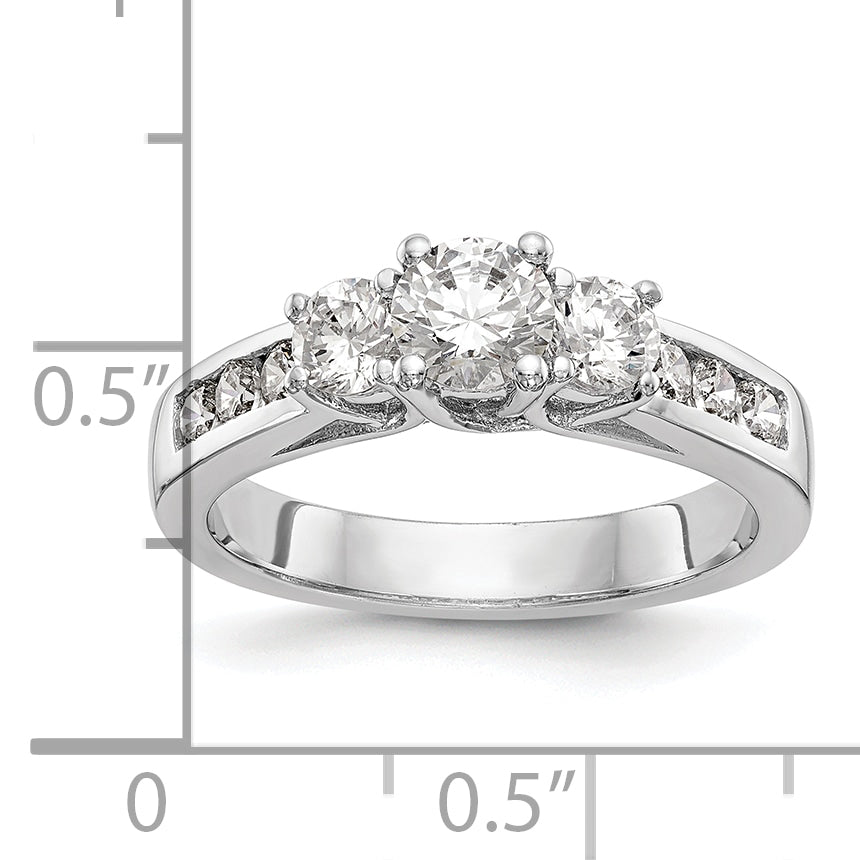 14k White Gold 1 1/2 Ct. Lab Grown Diamond VS/SI+ G+ Round Three Stone Engagement Ring