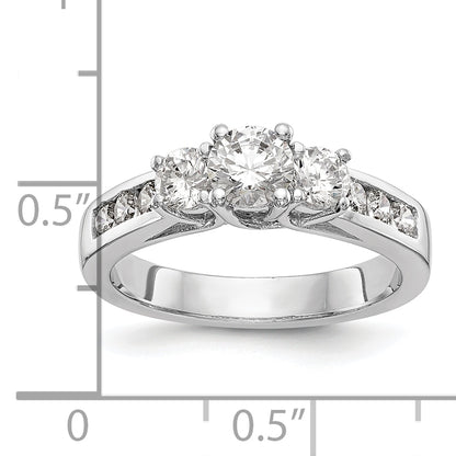 14k White Gold 1 1/2 Ct. Lab Grown Diamond VS/SI+ G+ Round Three Stone Engagement Ring