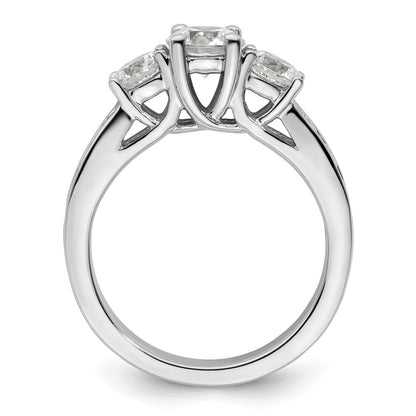 14K White Gold 3 Stone Simulated Diamond Engagement Ring