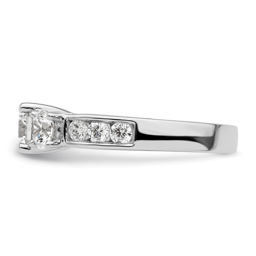 14K White Gold 3 Stone Simulated Diamond Engagement Ring