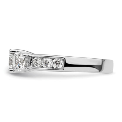 14K White Gold 3 Stone Simulated Diamond Engagement Ring