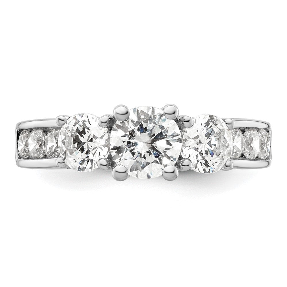 14K White Gold 3 Stone Simulated Diamond Engagement Ring