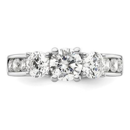 14K White Gold 3 Stone Simulated Diamond Engagement Ring