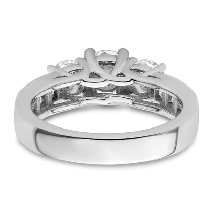 14K White Gold 3 Stone Simulated Diamond Engagement Ring