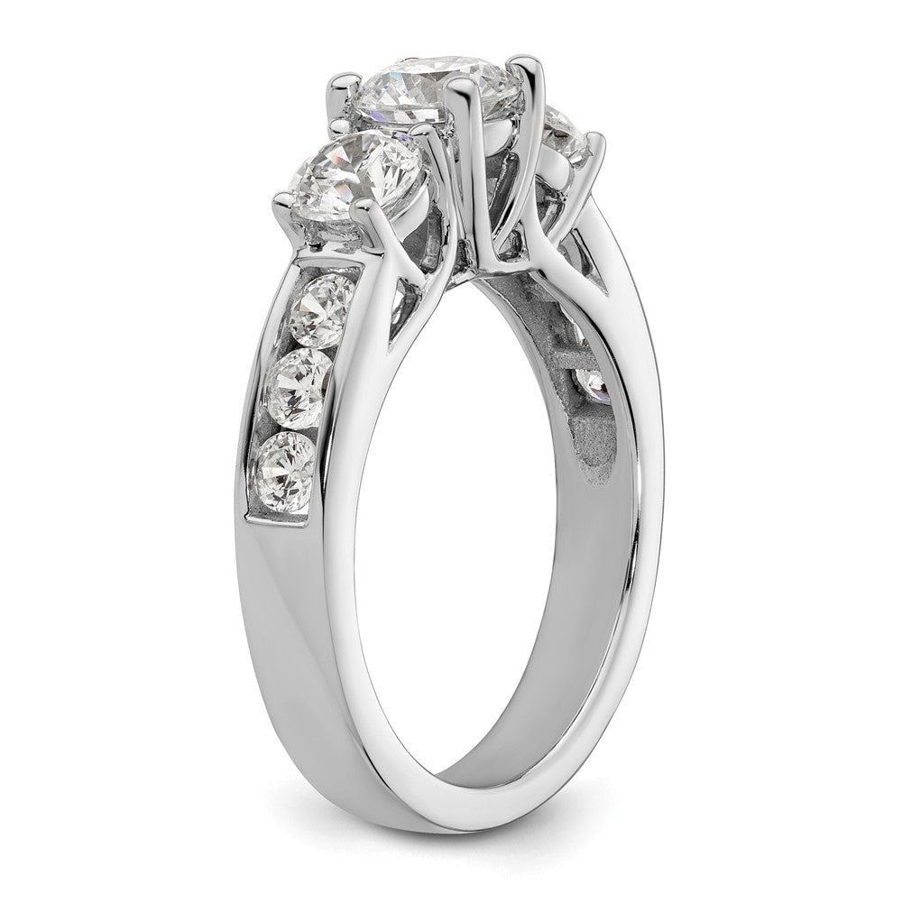 14K White Gold 3 Stone Simulated Diamond Engagement Ring