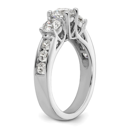 14K White Gold 3 Stone Simulated Diamond Engagement Ring