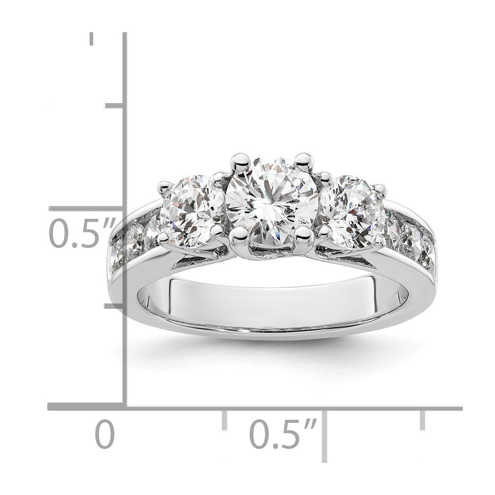 14K White Gold 3 Stone Simulated Diamond Engagement Ring