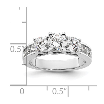 14K White Gold 3 Stone Simulated Diamond Engagement Ring