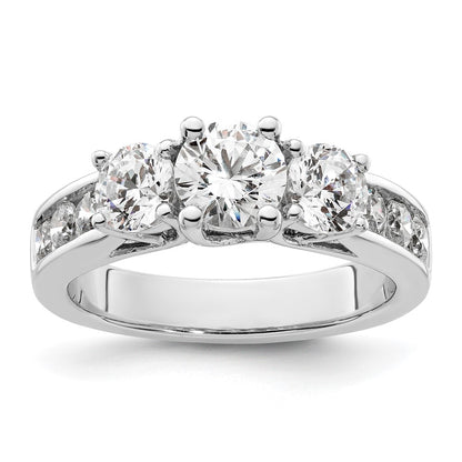 14K White Gold 3 Stone Simulated Diamond Engagement Ring
