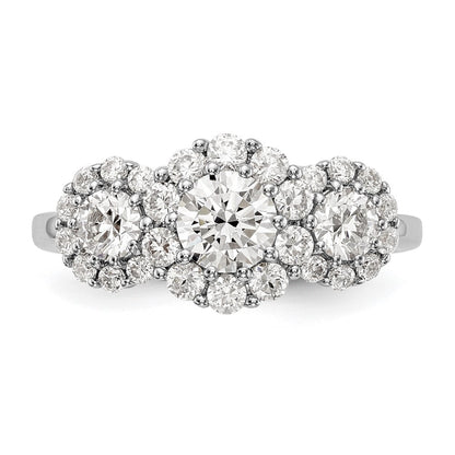 14K White Gold 3 Stone Simulated Diamond Engagement Ring