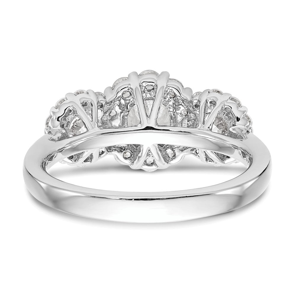 14K White Gold 3 Stone Simulated Diamond Engagement Ring