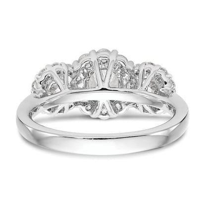 14K White Gold 3 Stone Simulated Diamond Engagement Ring