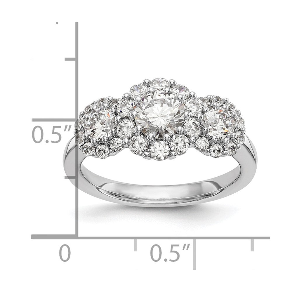 14K White Gold 3 Stone Simulated Diamond Engagement Ring