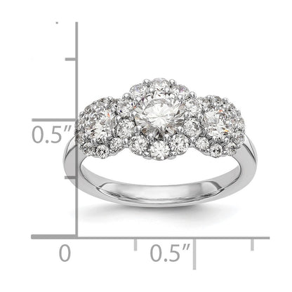 14K White Gold 3 Stone Simulated Diamond Engagement Ring