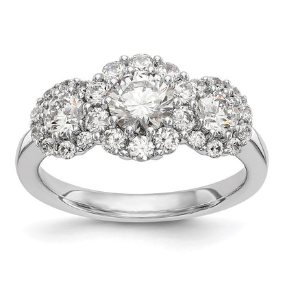 14K White Gold 3 Stone Simulated Diamond Engagement Ring