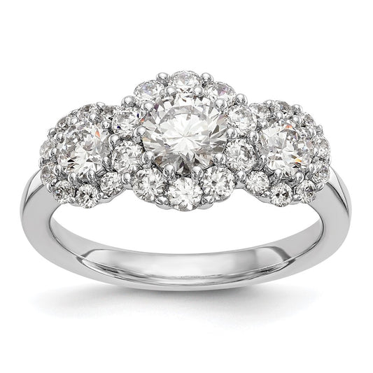 14K White Gold 3 Stone Simulated Diamond Engagement Ring